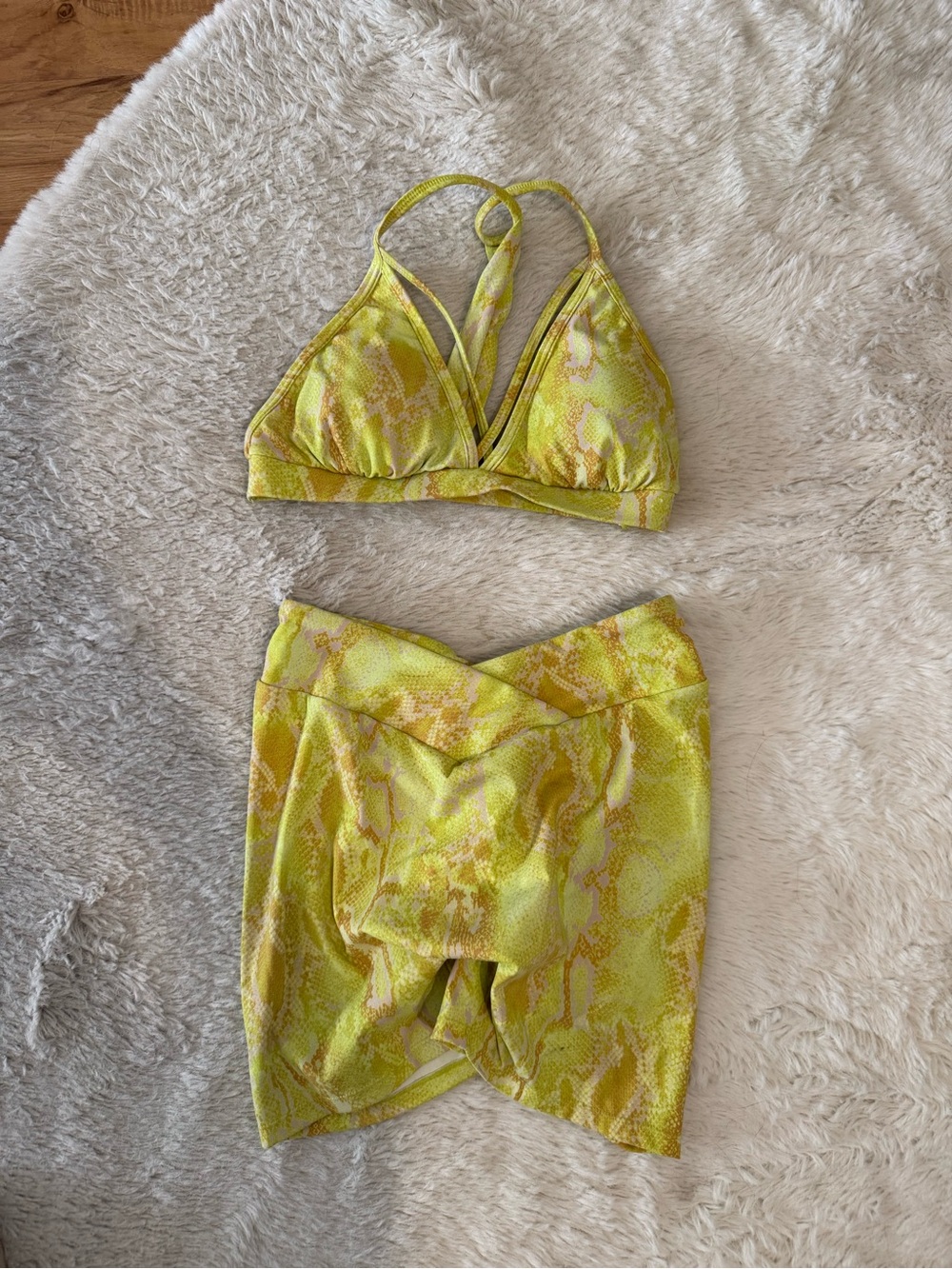 Yellow Snake-Print Athletic Shorts - Women's Activewear